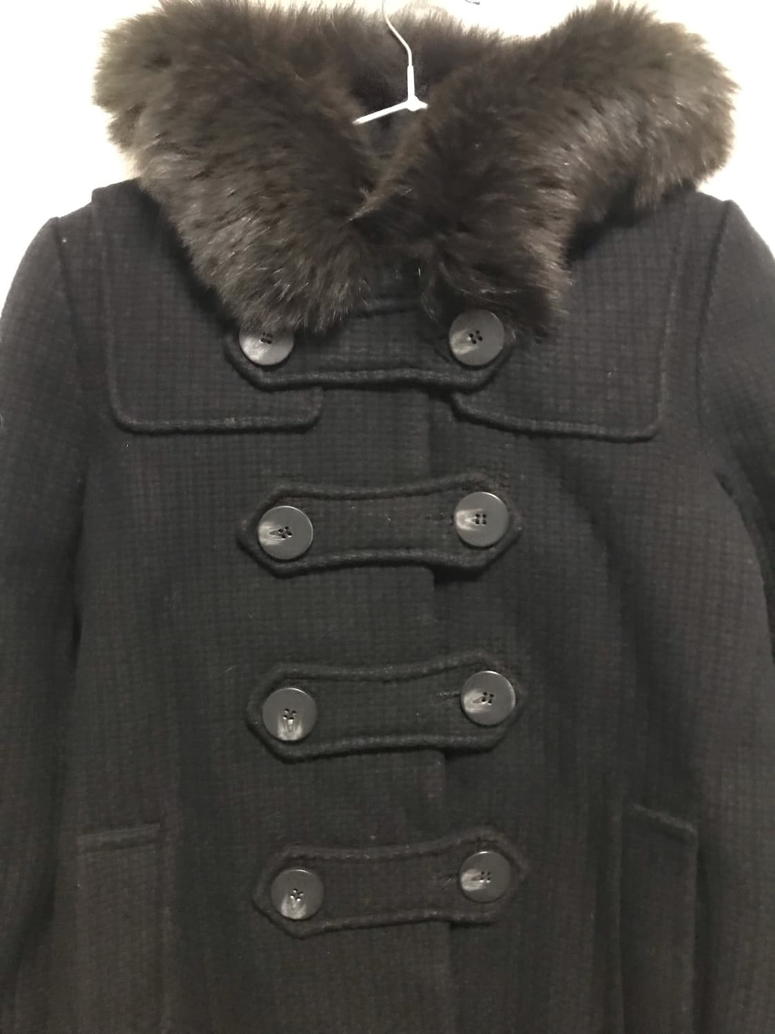 빈티지 갸루 나폴레옹 버튼 퍼 트리밍 후드 코트 상품이미지3