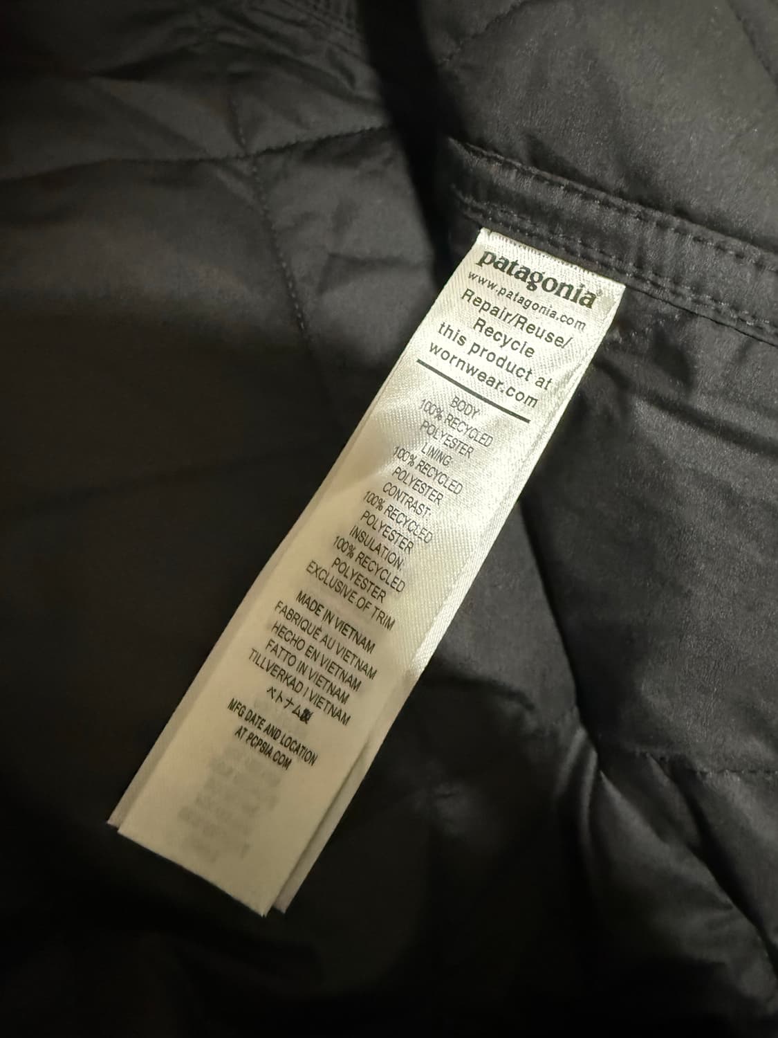 파타고니아 맨즈 다이아몬드 퀼티드 봄버 블랙 M사이즈 (새상품급) 상품이미지4