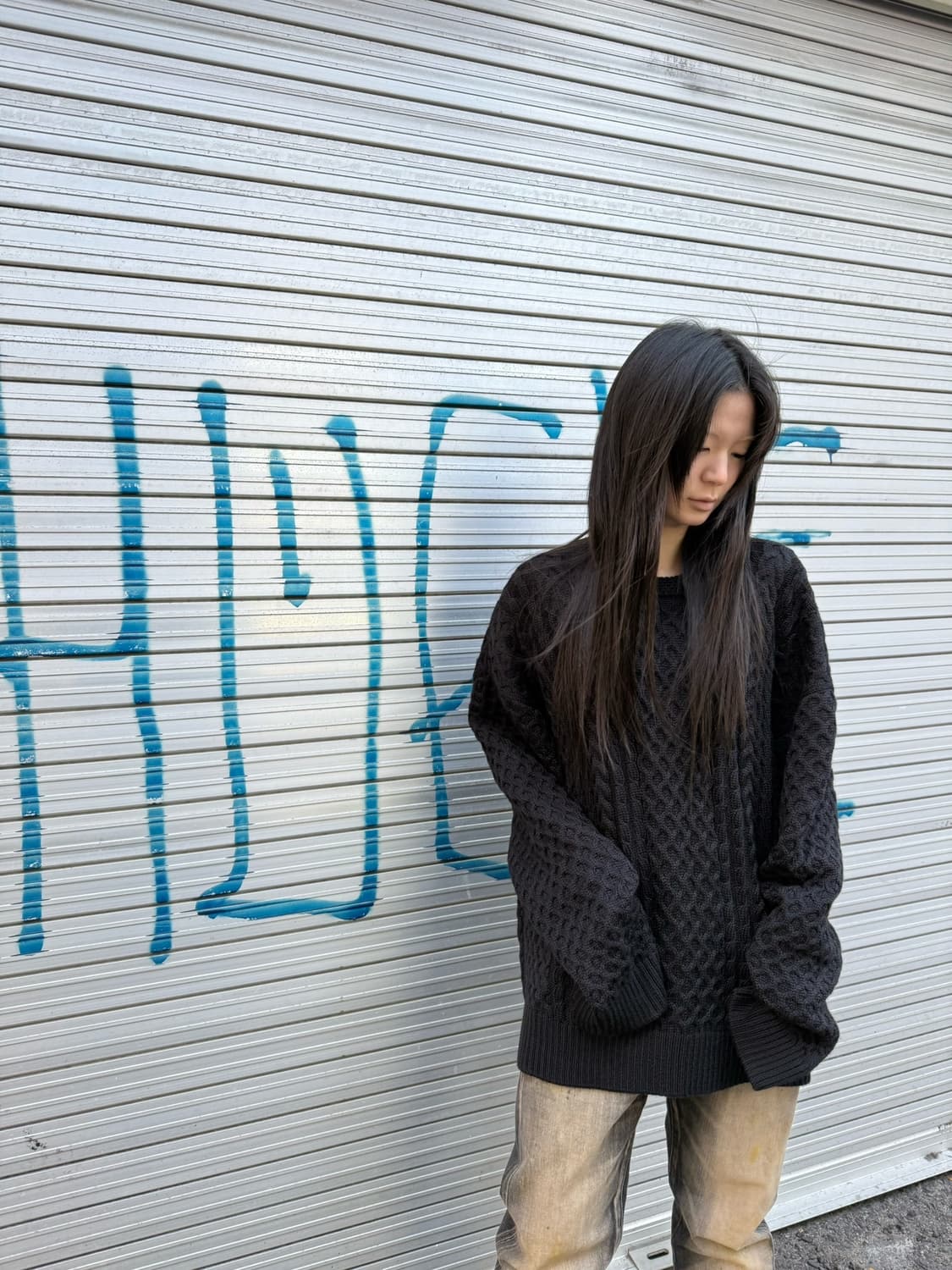 준지 와플 디테일 헤비울 니트 상품이미지3