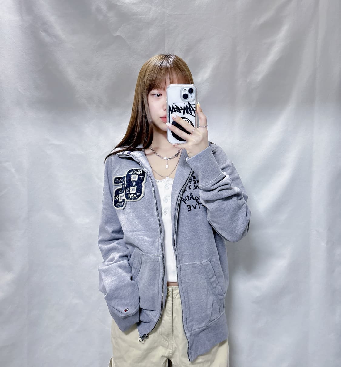 타미힐피거 Y2K 그레이 코튼 집업  상품이미지2