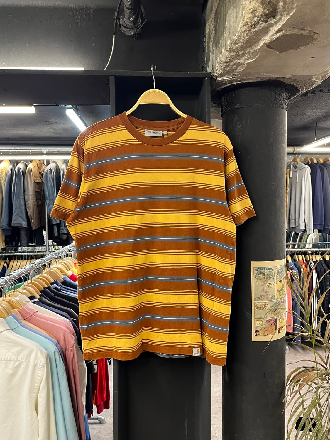 칼하트 스트라이프 반팔티 브라운 XL #csz1178 상품이미지1
