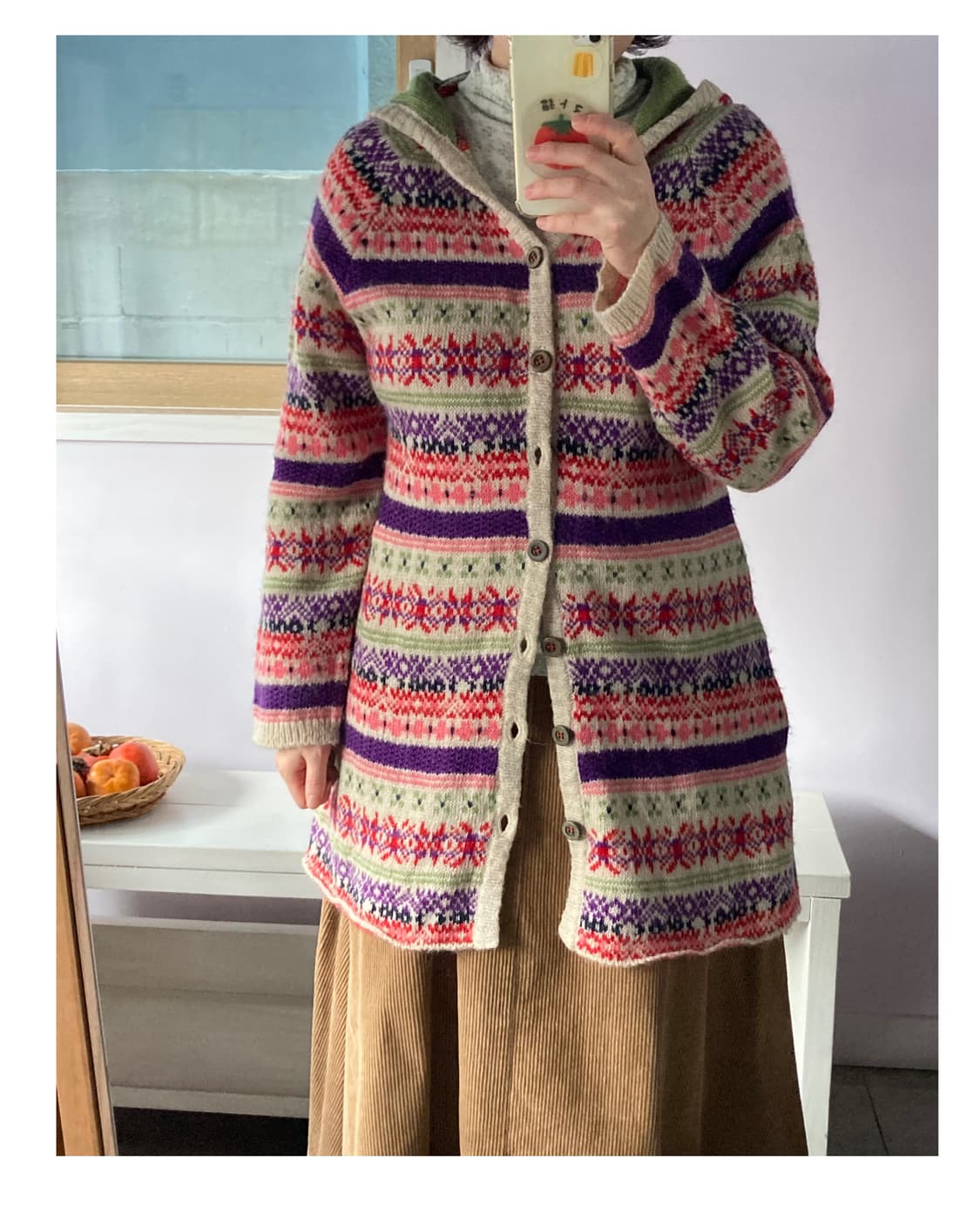 큐브슈가 빈티지패턴 후드 가디건 상품이미지5