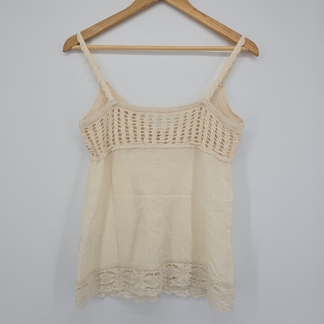 모리걸 아이보리 크로셰 레이스 끈 나시 블라우스 상품이미지8