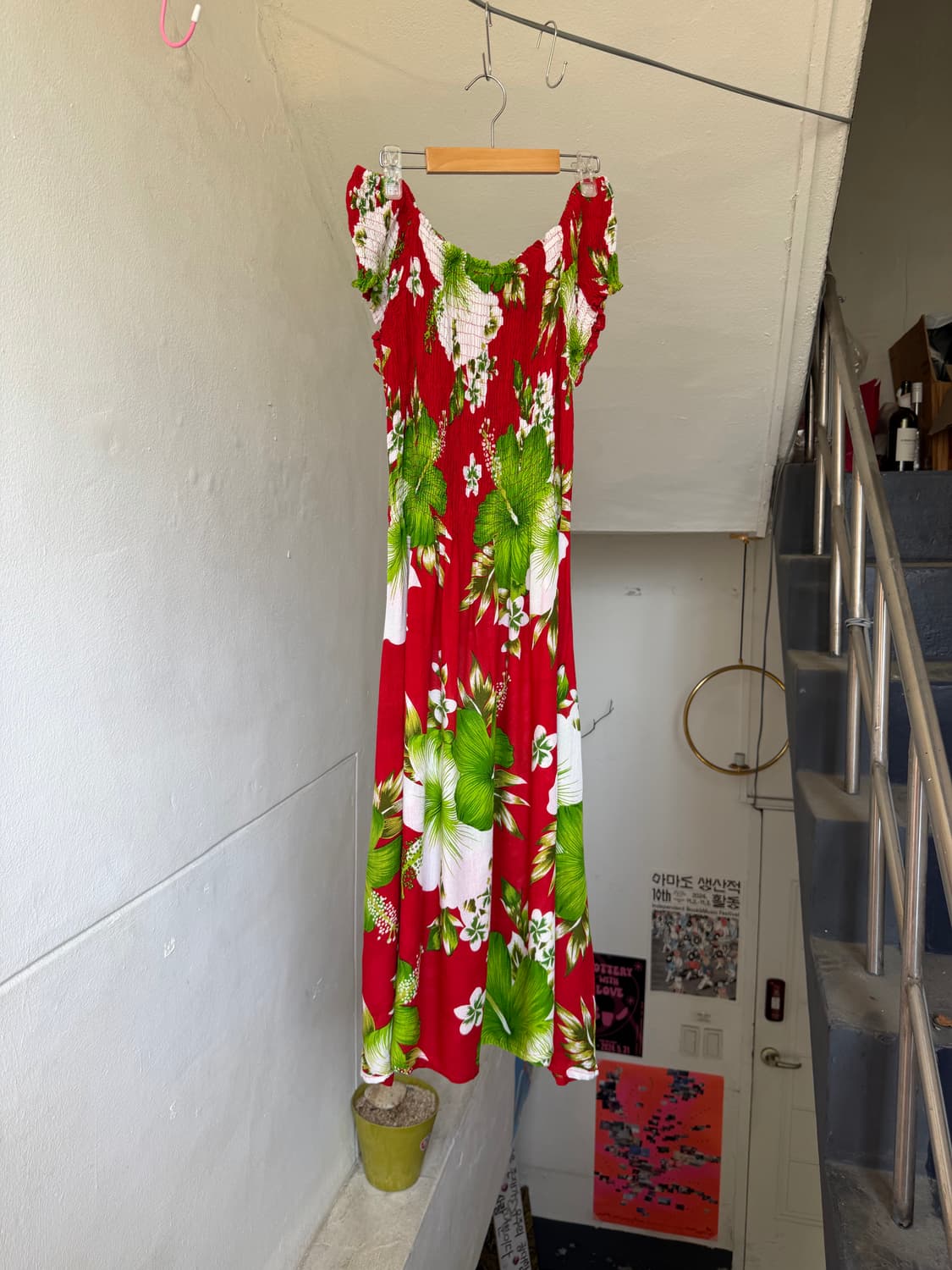 하와이안 오프숄더 롱 원피스 상품이미지5