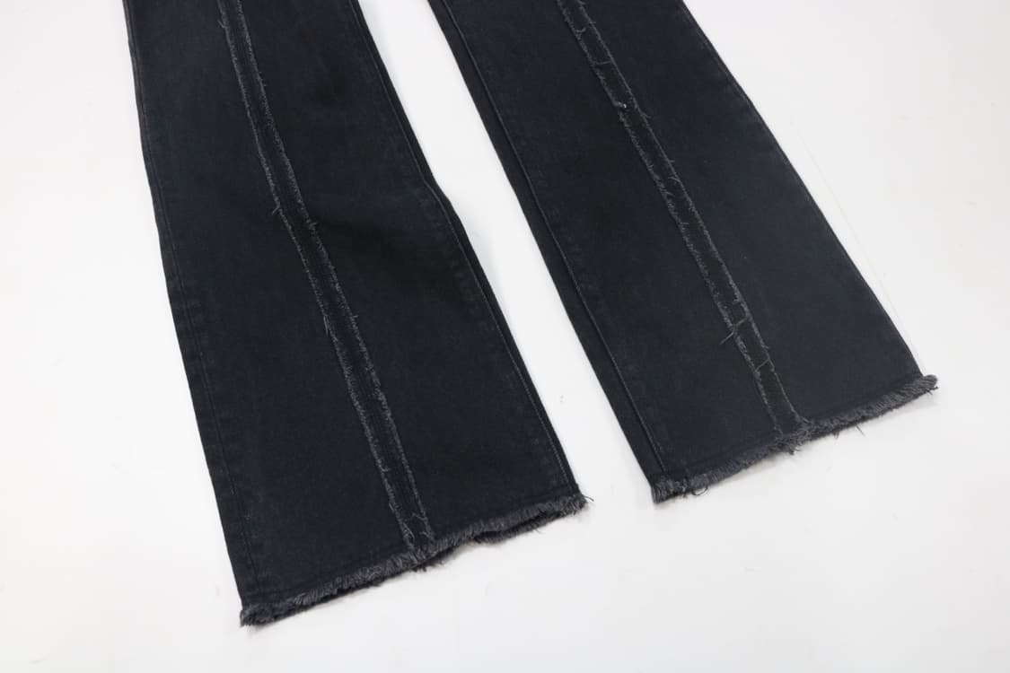 HARE 하레 절개 라인 프링지 블랙 데님 팬츠 (M) 상품이미지5