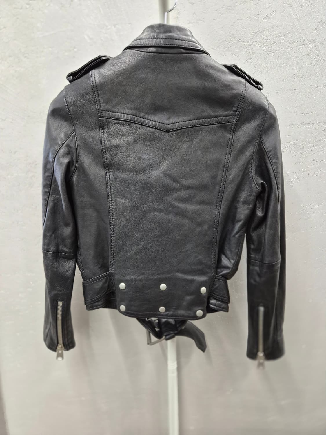 ALLSAINTS 블랙 램스킨 라이더 자켓 UK S 상품이미지3