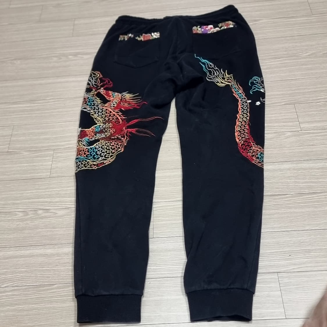 드레곤나가 일본빈티지 블랙 용 자수 조거팬츠 트레이닝(실측) 상품이미지2