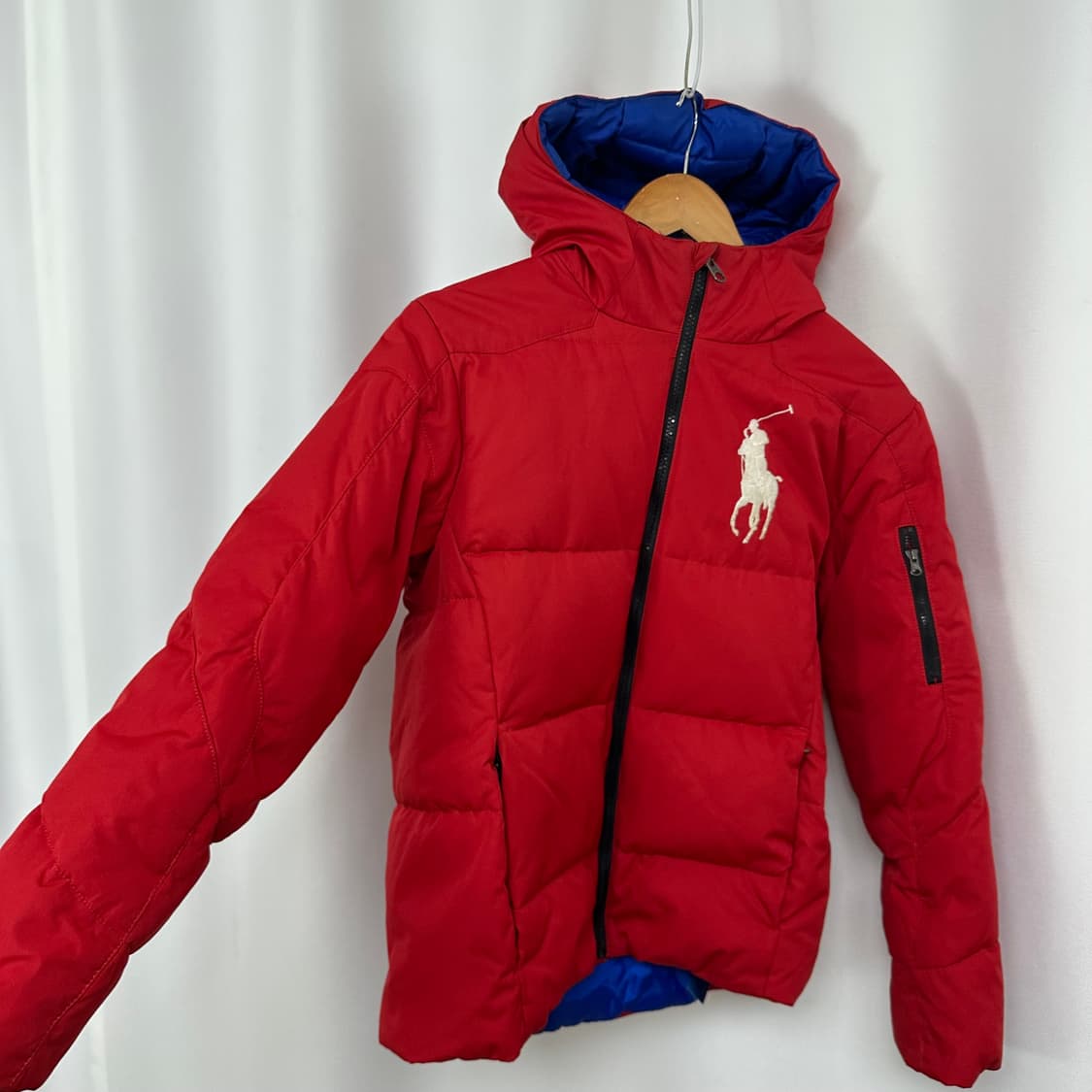   폴로랄프로렌 여자 후드 패딩 오리털 레드 (실측96) 상품이미지3