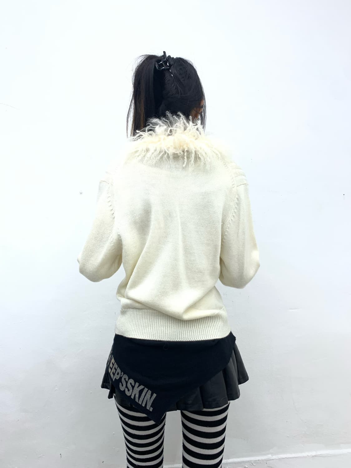Ivory fur knit cardigan 상품이미지3