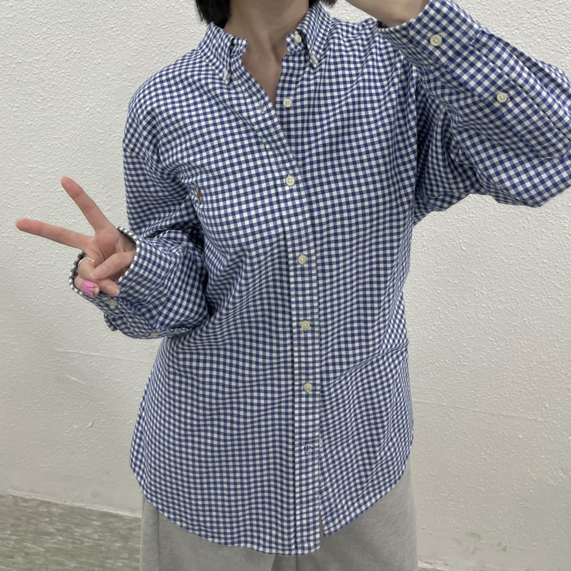 폴로 랄프로렌 옥스포드 블루 체크 셔츠 XL 상품이미지6