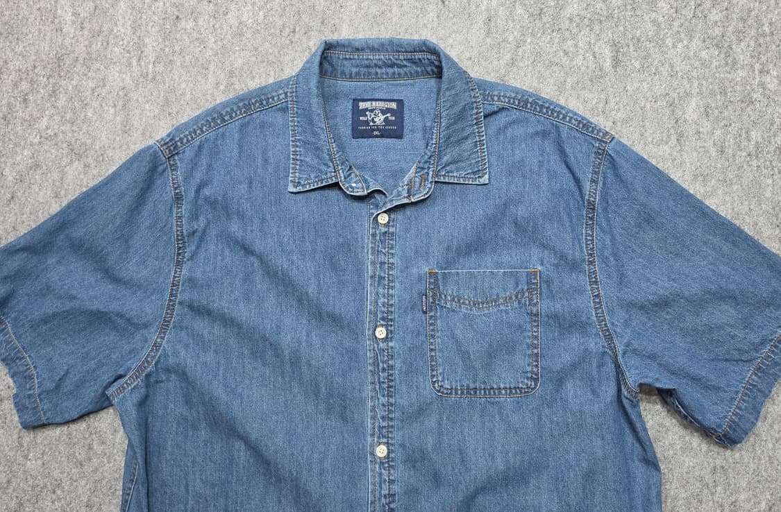 트루릴리젼 샴브레이 워크셔츠 데님 반팔셔츠 2XL 상품이미지3