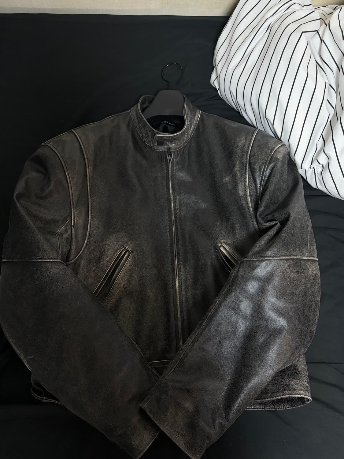 프로젝트gr 프로토콜인덱스 디스트레스 바이커 레더자켓 2사이즈 유일매물 상품이미지3