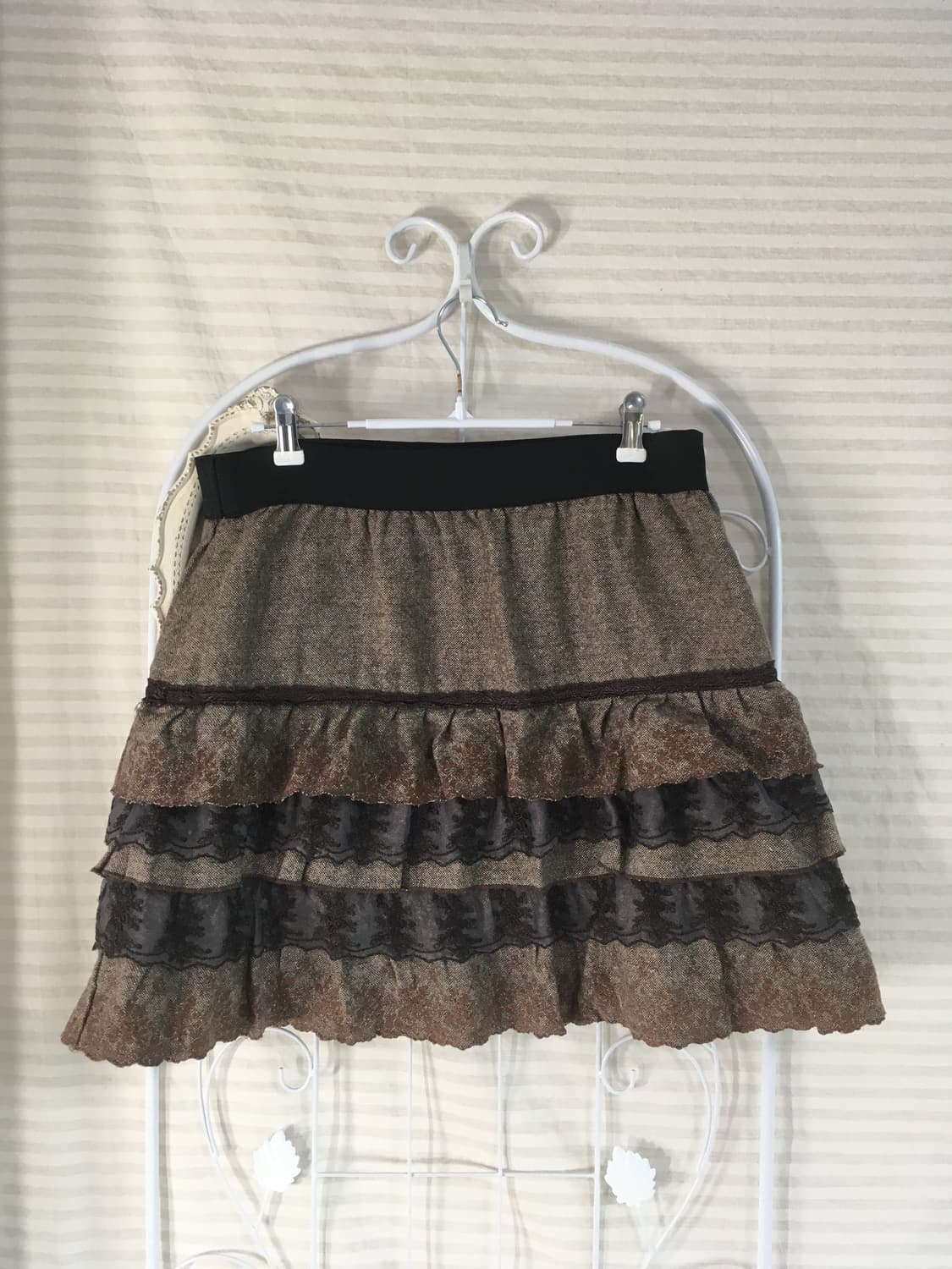 Axes femme 액시즈팜 브라운 헤링본 레이스 스커트 상품이미지4