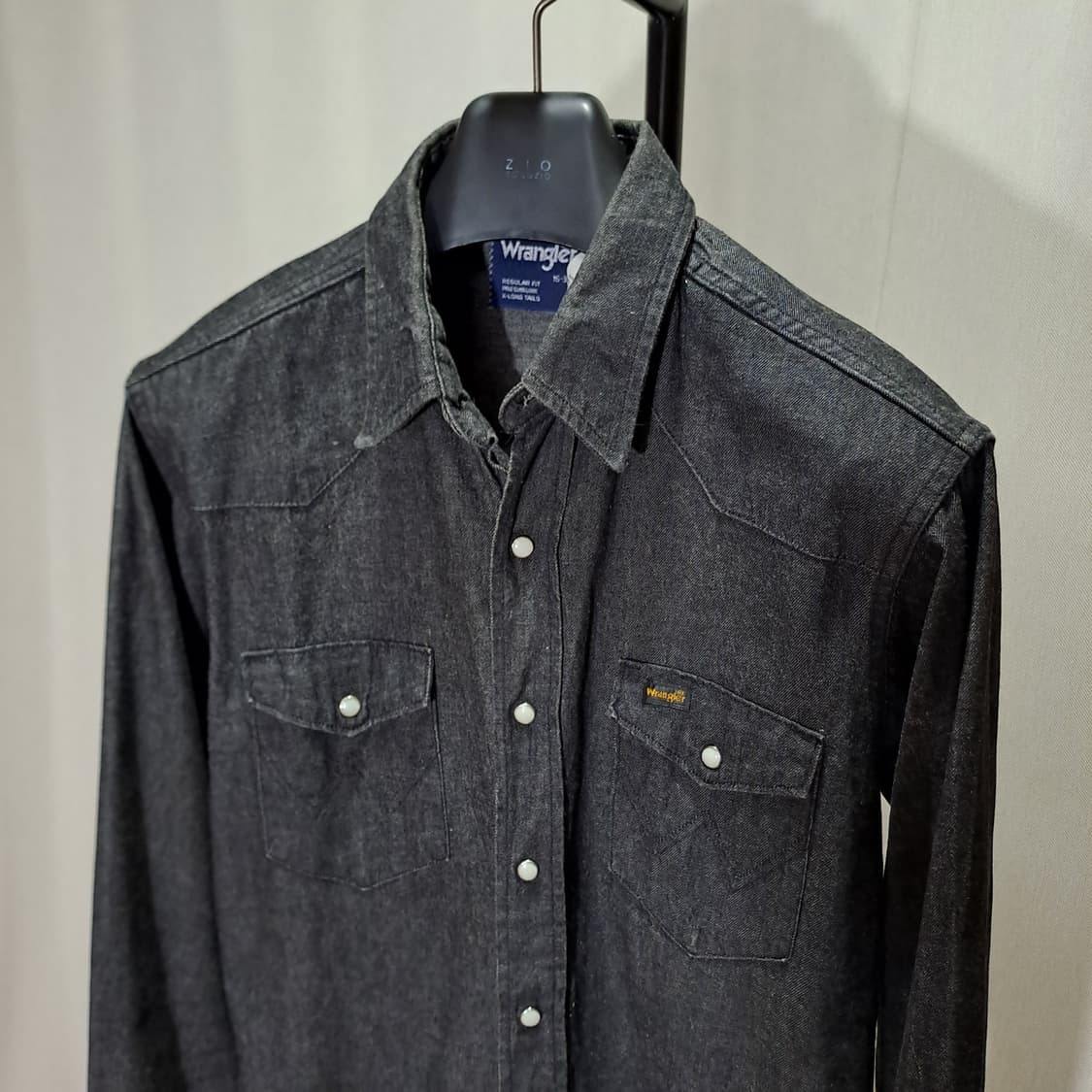 (택포) 90s 랭글러 흑청 웨스턴 셔츠 슬림핏 L B519 상품이미지2