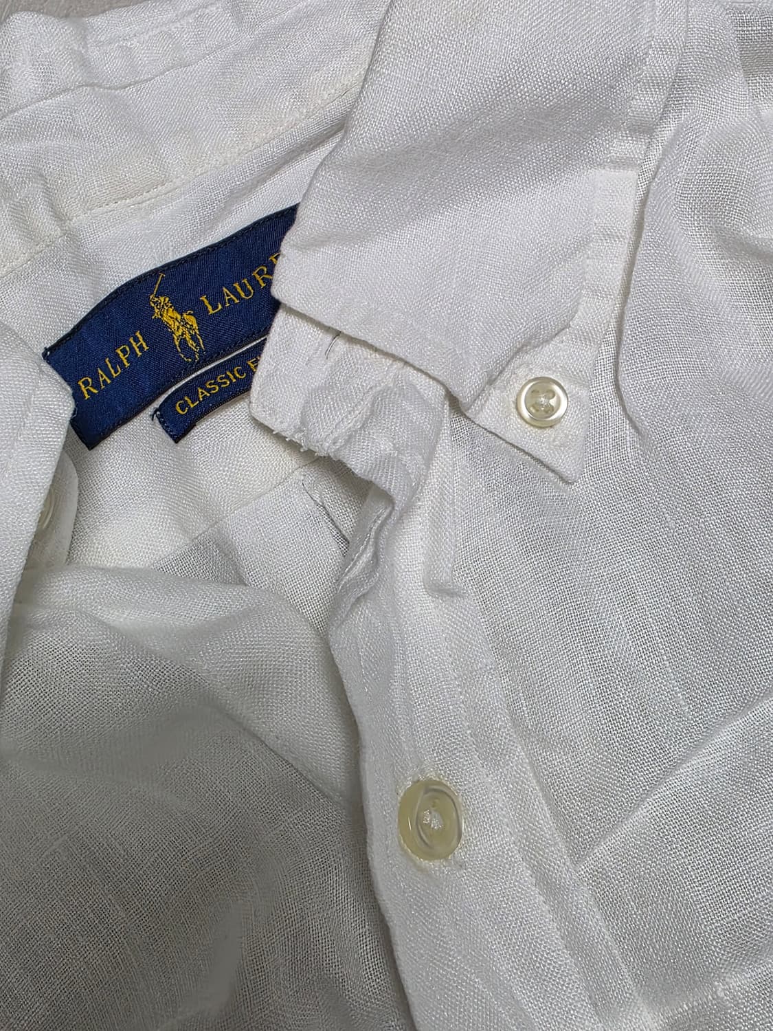 폴로 랄프로렌 클래식핏 린넨 셔츠 L 화이트 상품이미지4