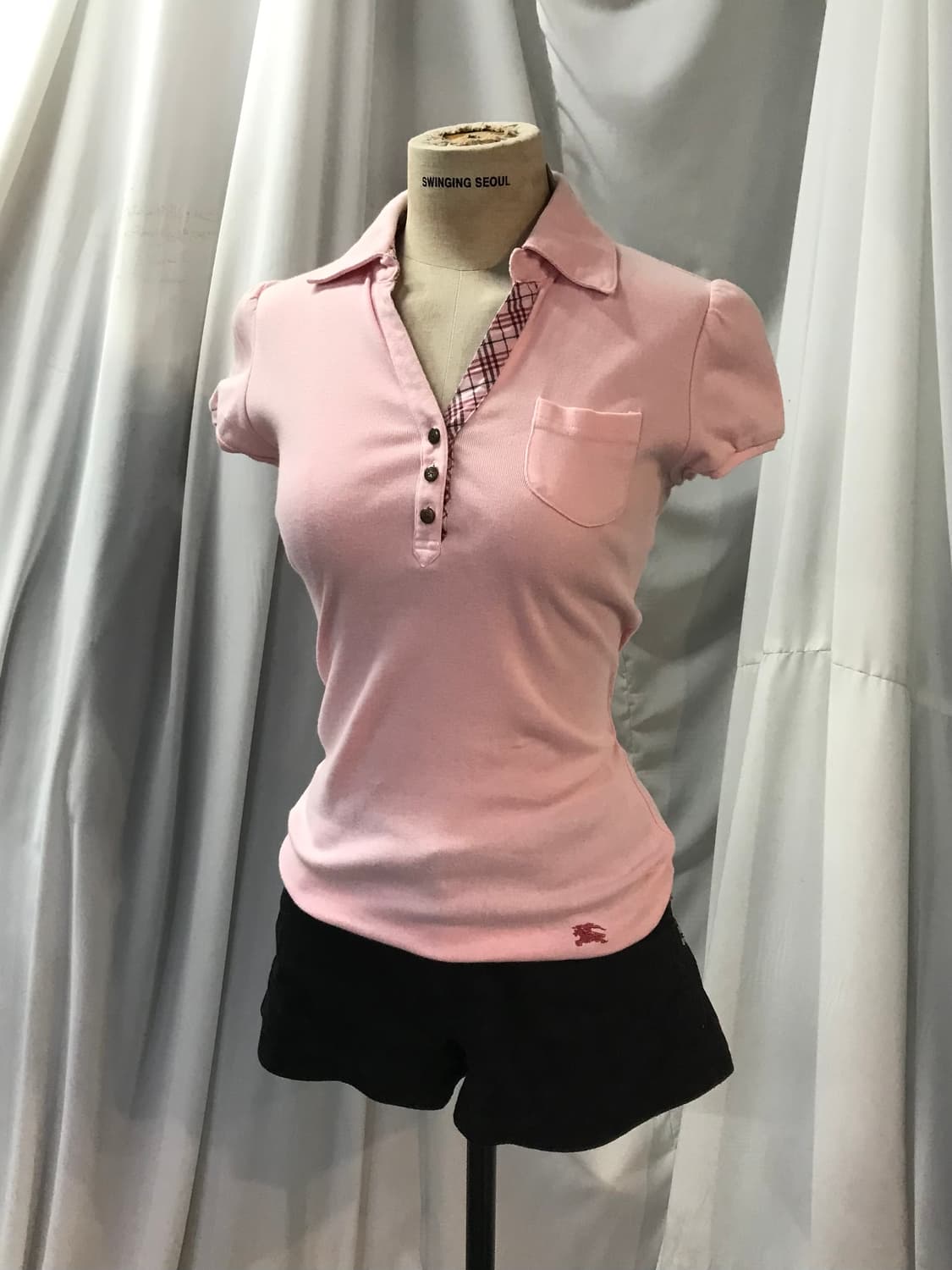 버버리 빈티지 핑크 카라티 상품이미지3