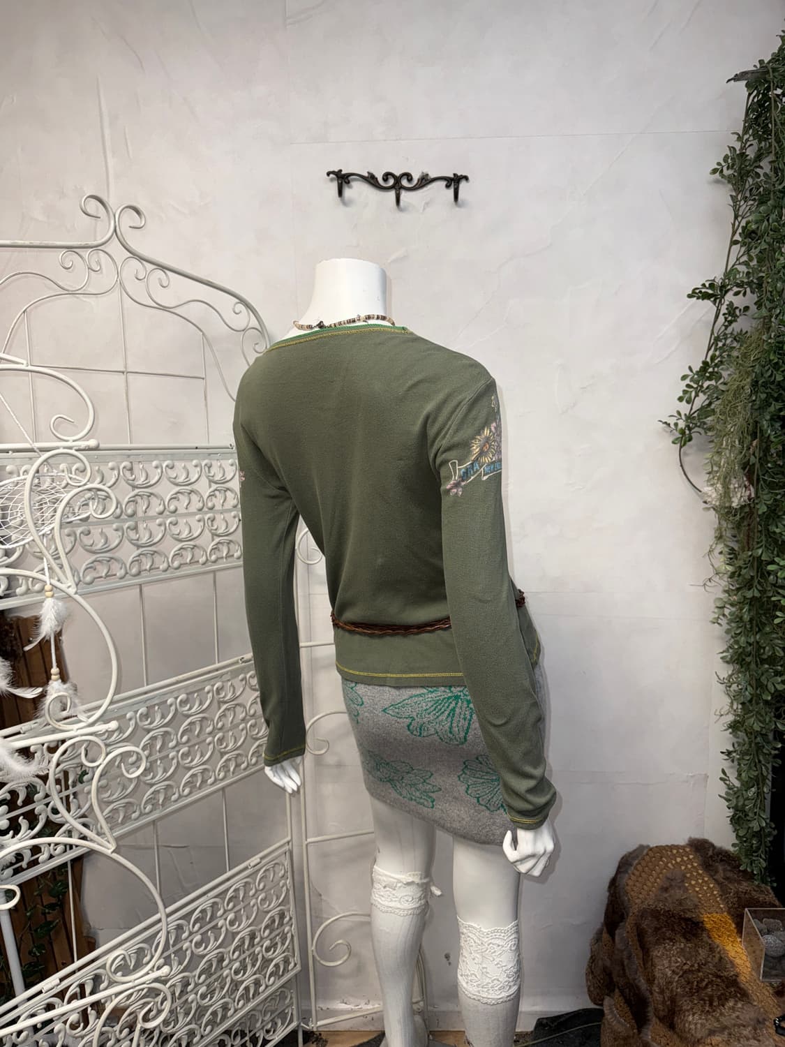 Khaki oriental fairy floral cubic sleeve 상품이미지9