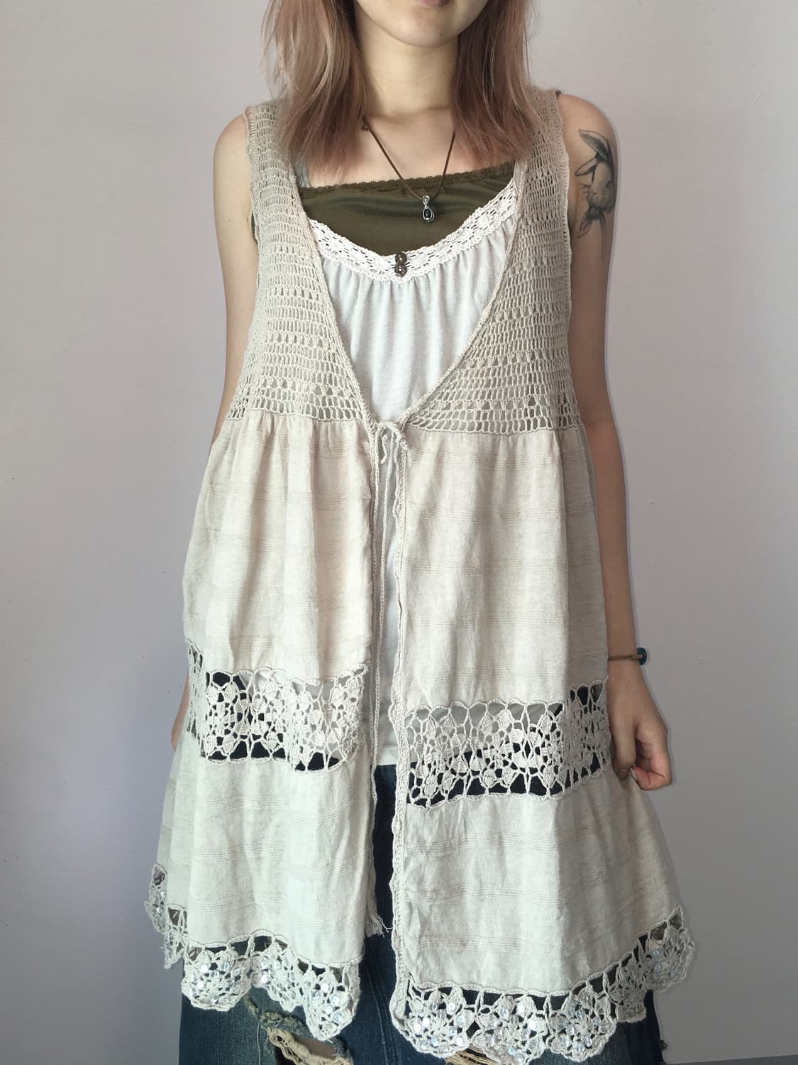 Set) jpn vintage mori sleeveless + croch 상품이미지1
