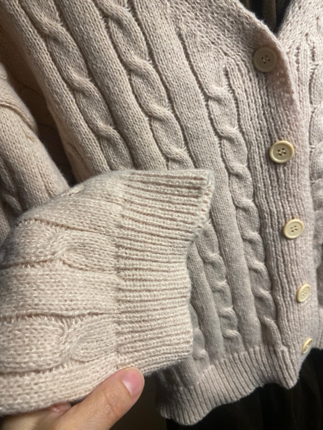 쉬인 꽈배기 니트 가디건 아이보리 L 상품이미지4