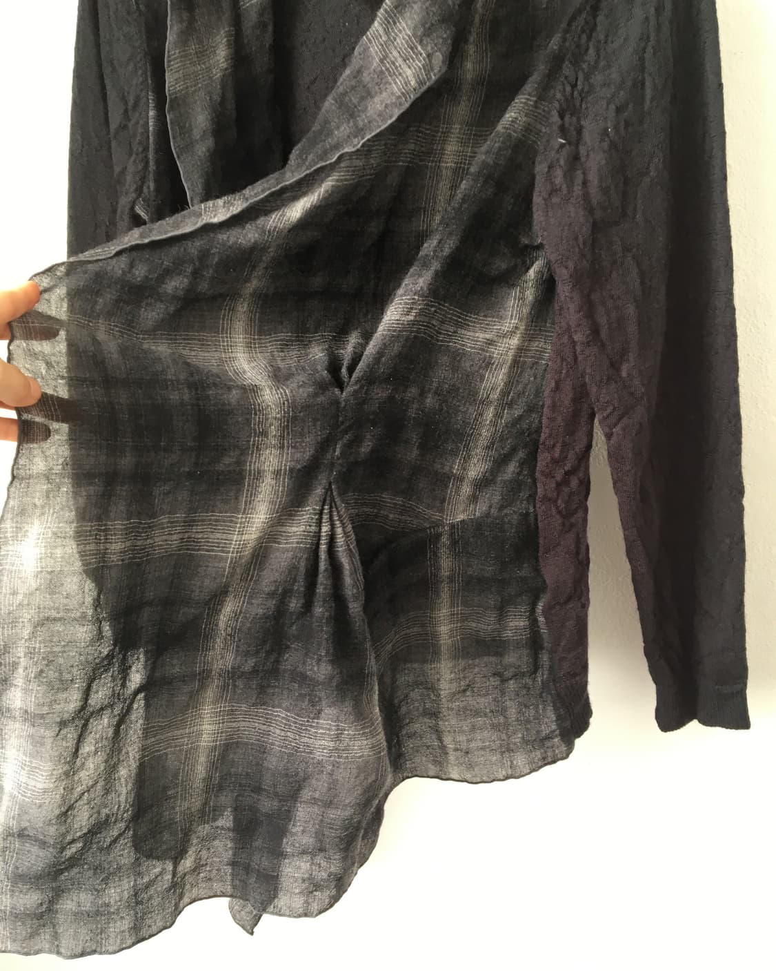 Check pattern drape woolen open caridgan 상품이미지6