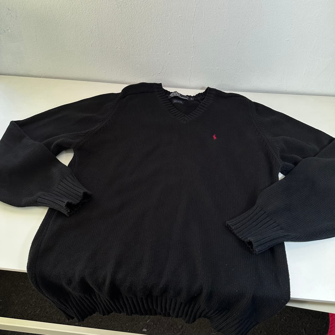 L 폴로 랄프로렌 블랙 브이넥 면 니트 상품이미지3