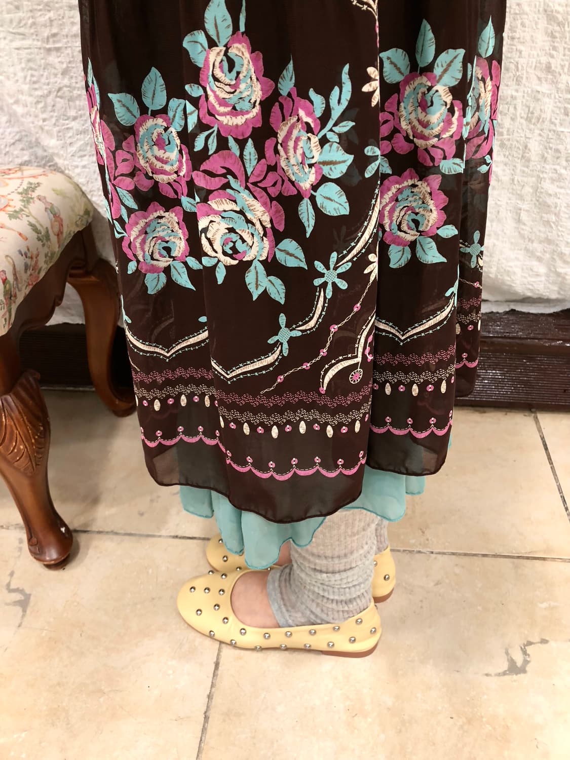 Vintage cocoa floral skirt 상품이미지1