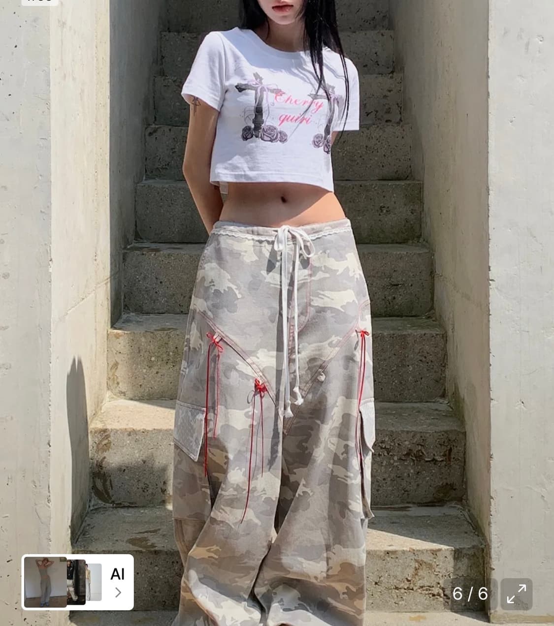 lace cargo pants - camo 상품이미지4