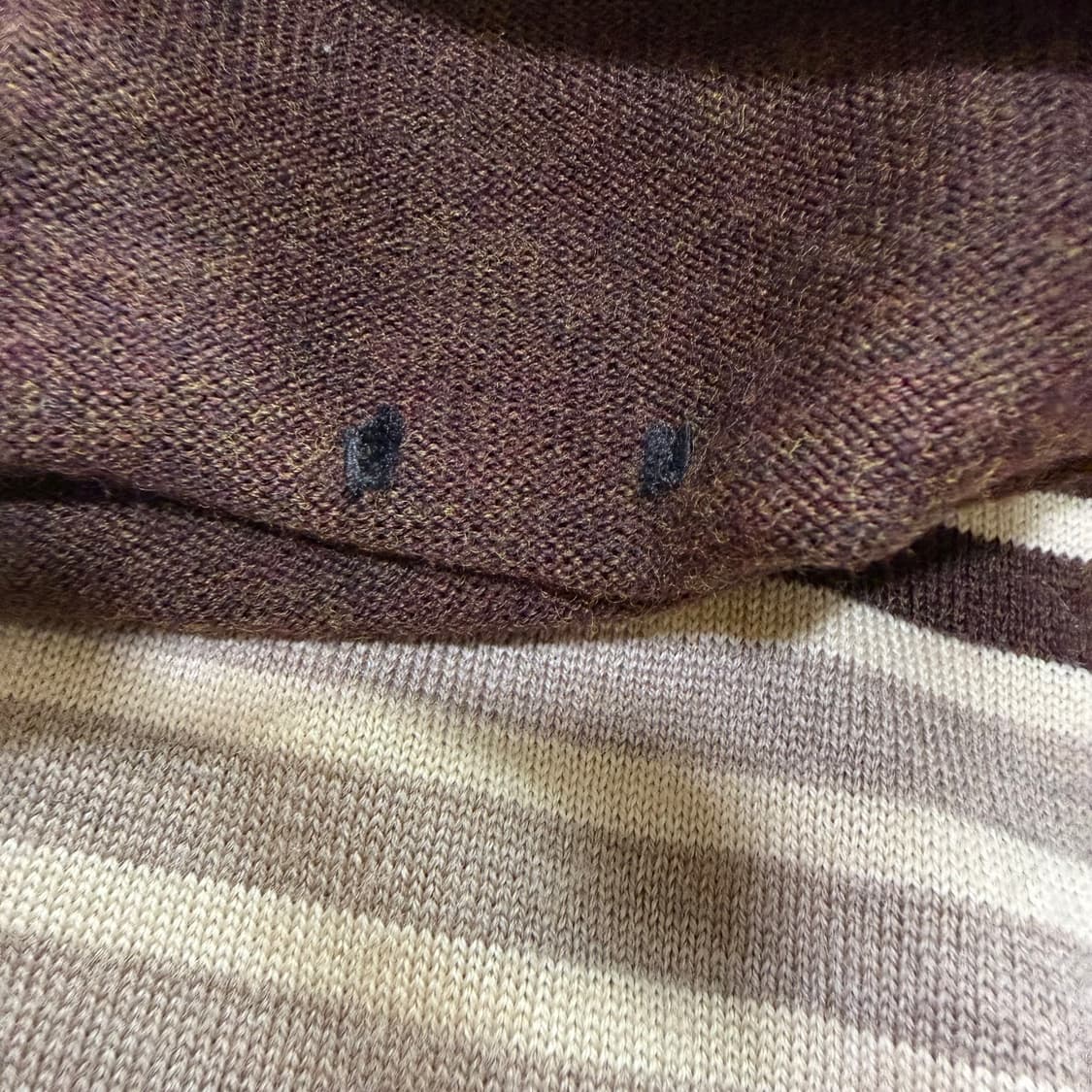 [울 100%] 브라운 오렌지 스트라이프 터틀넥 니트 상품이미지4