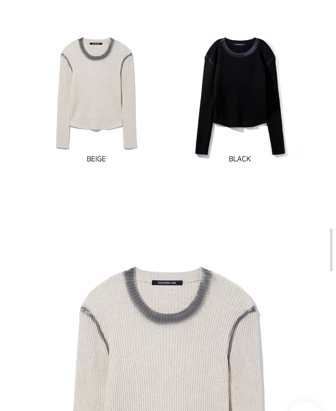 스퀘어라인 타이다이 립 니트 탑 블랙 상품이미지5