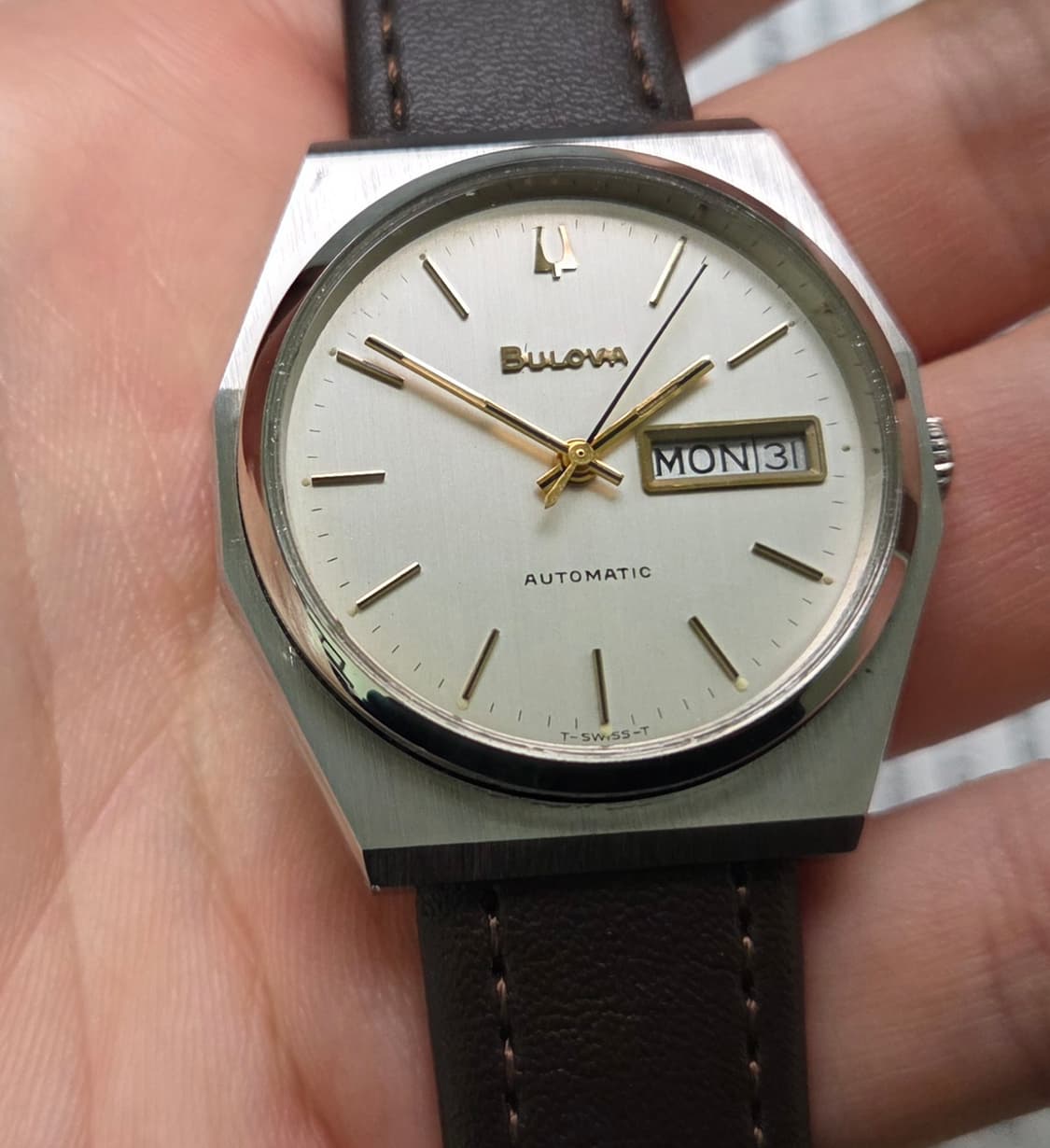 빈티지 부로바 데이데이트 팔각옥토 실버판 골드인덱스 오토매틱 상품이미지7