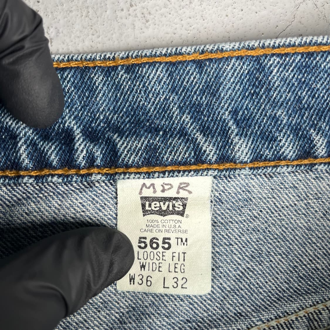 빈티지 리바이스 565 루즈핏 와이드 레그 데님 진청 상품이미지4