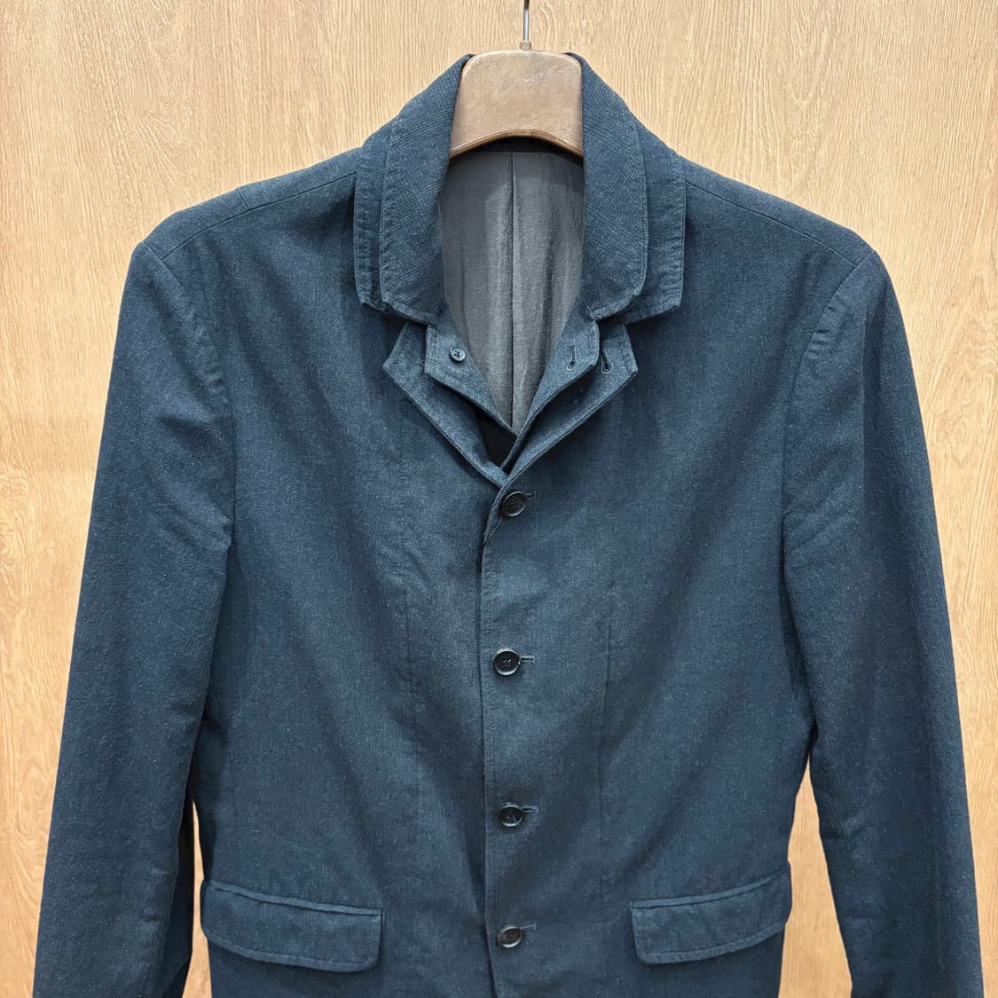 올세인츠 코튼 테일러드 자켓 레이어드 카라 버튼업 디테일 차콜 그레이 상품이미지4