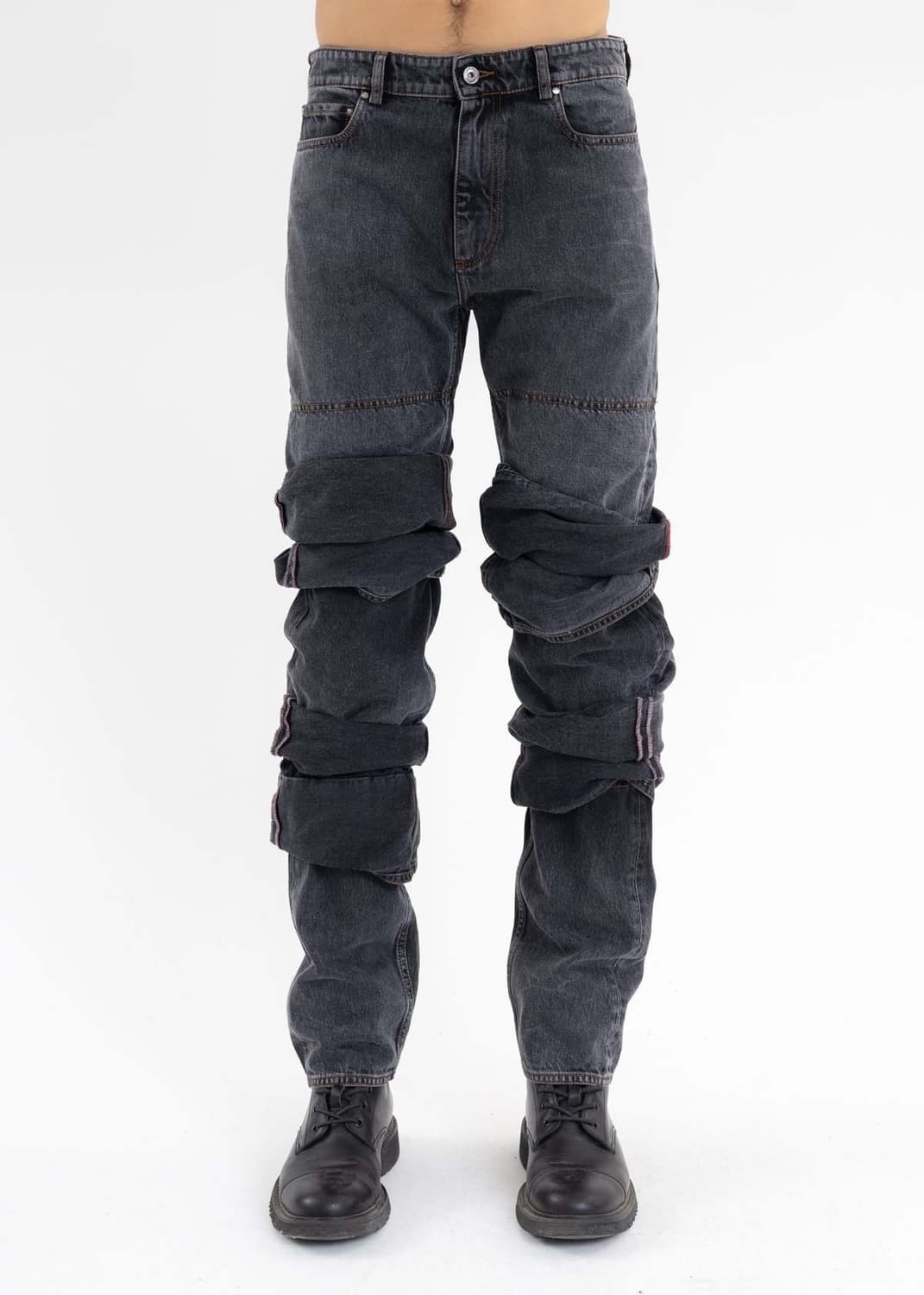 Yproject multi cuff layered jean black 상품이미지2