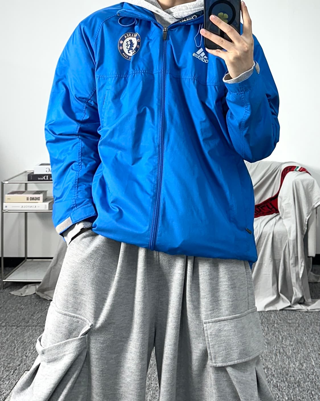 아디다스 첼시 블루 바람막이 L 상품이미지3