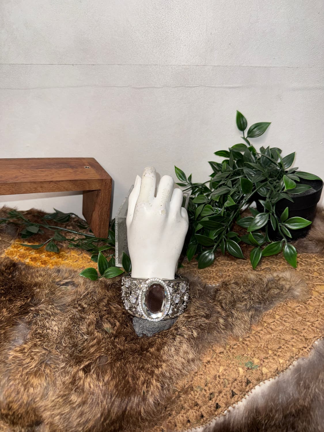 Silver gemstone flower cubic bangle 상품이미지2