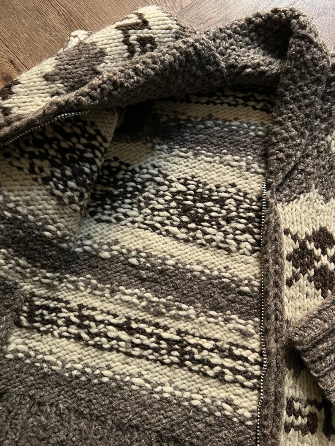 [S]90's USA 빈티지 아가일 집업 코위찬 스웨터 상품이미지6