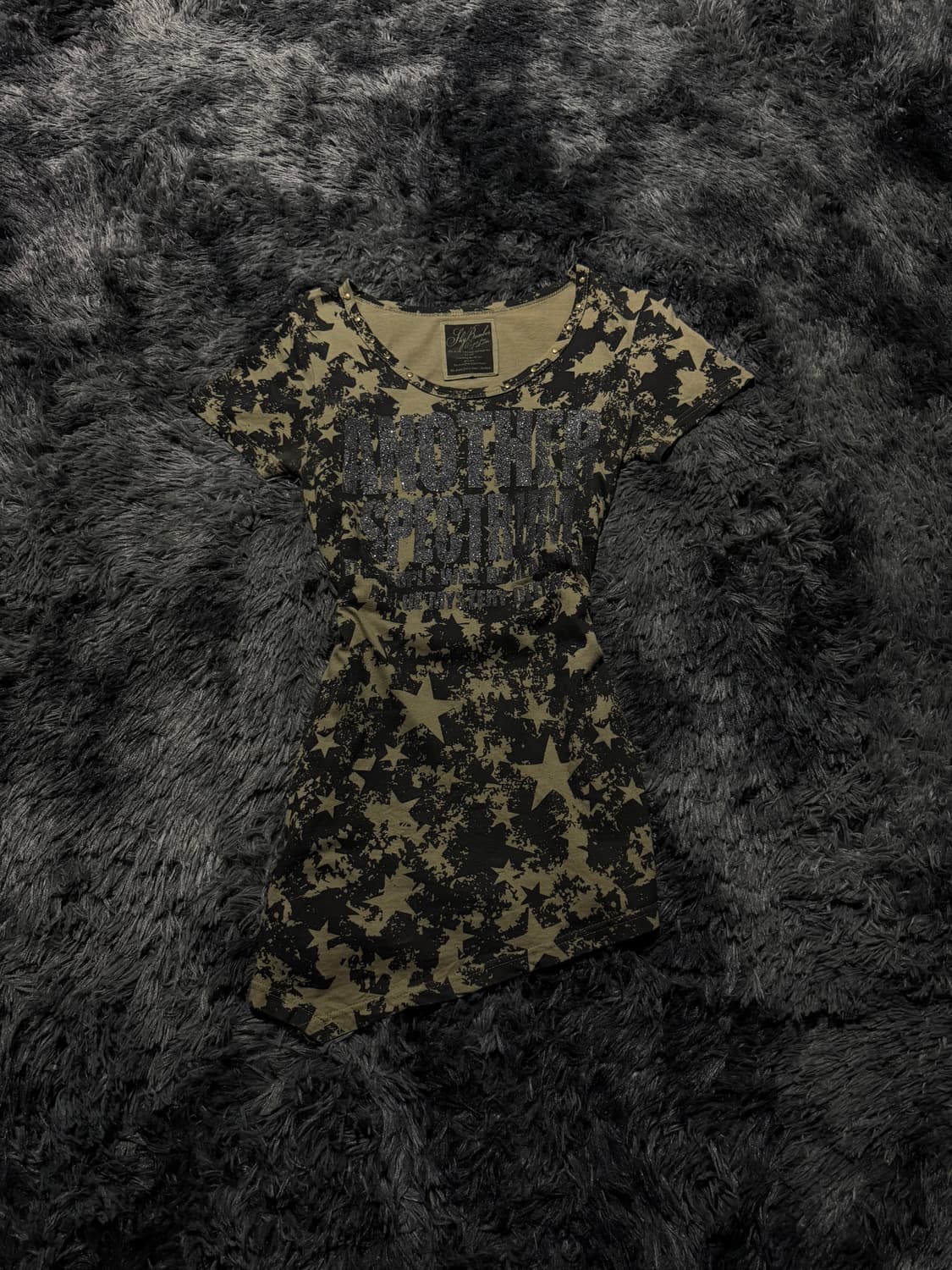 Sky Bomber 스타 패턴 글리터 프린팅 반팔 티셔츠 상품이미지1