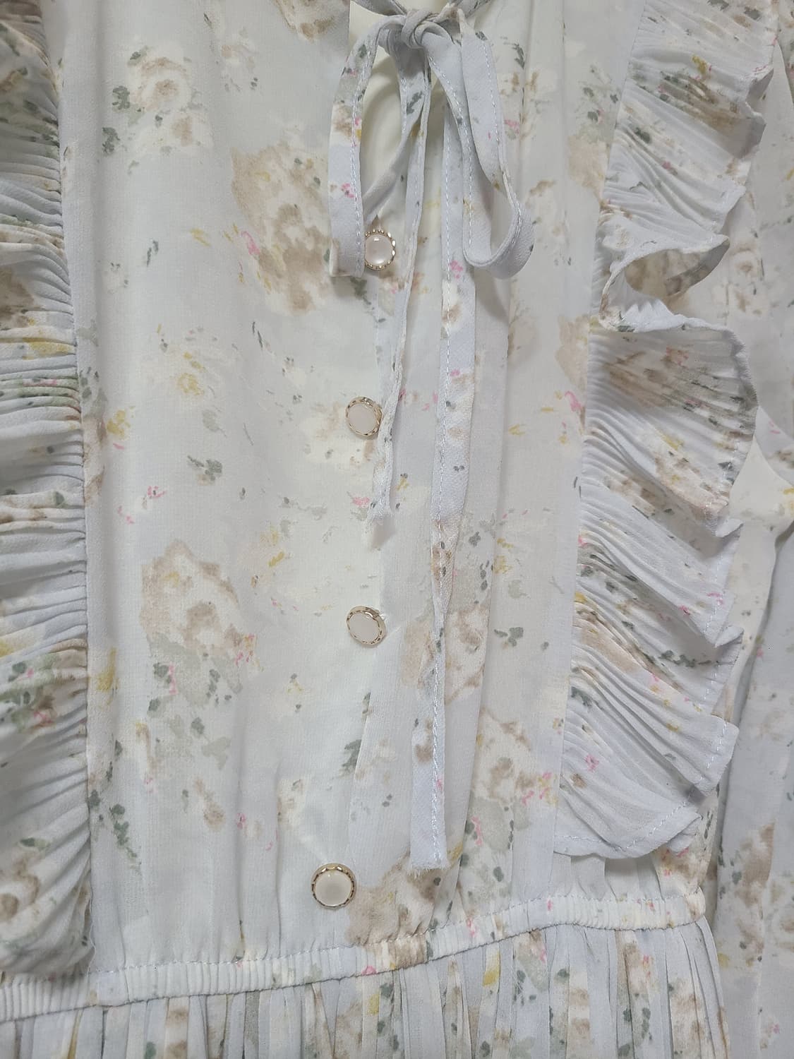 하늘색 플라워 플리츠 쉬폰원피스 상품이미지5