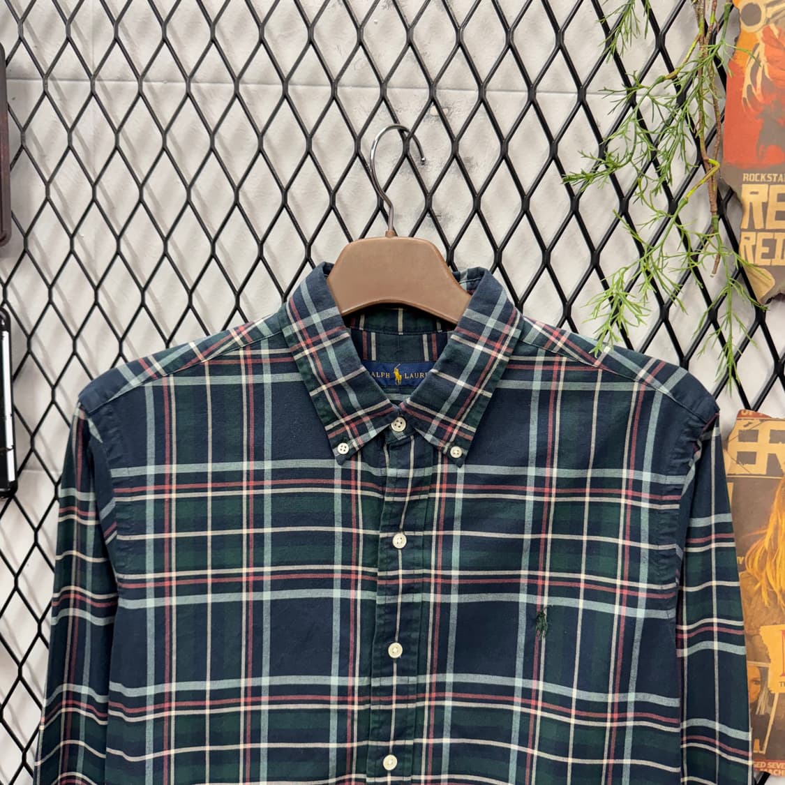 폴로 랄프로렌 멀티컬러 긴팔 체크 셔츠 그린 포니 로고 포인트 상품이미지3
