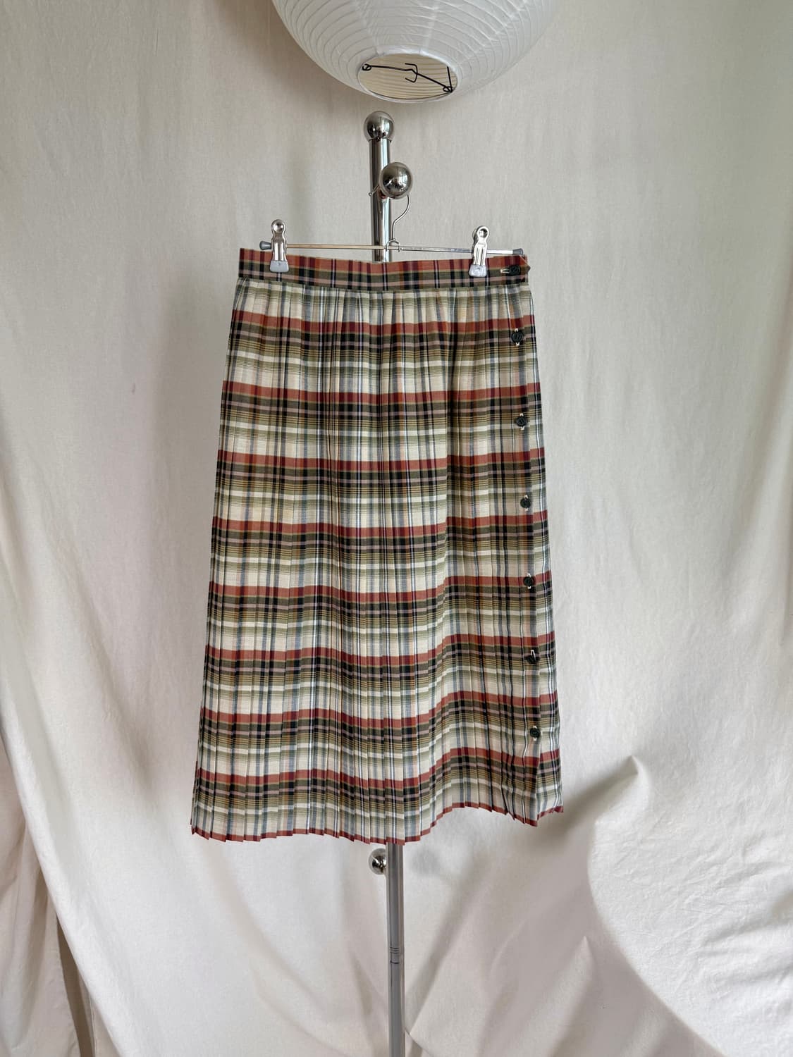 버튼 체크 플리츠 스커트 (Made in Japan) 상품이미지3