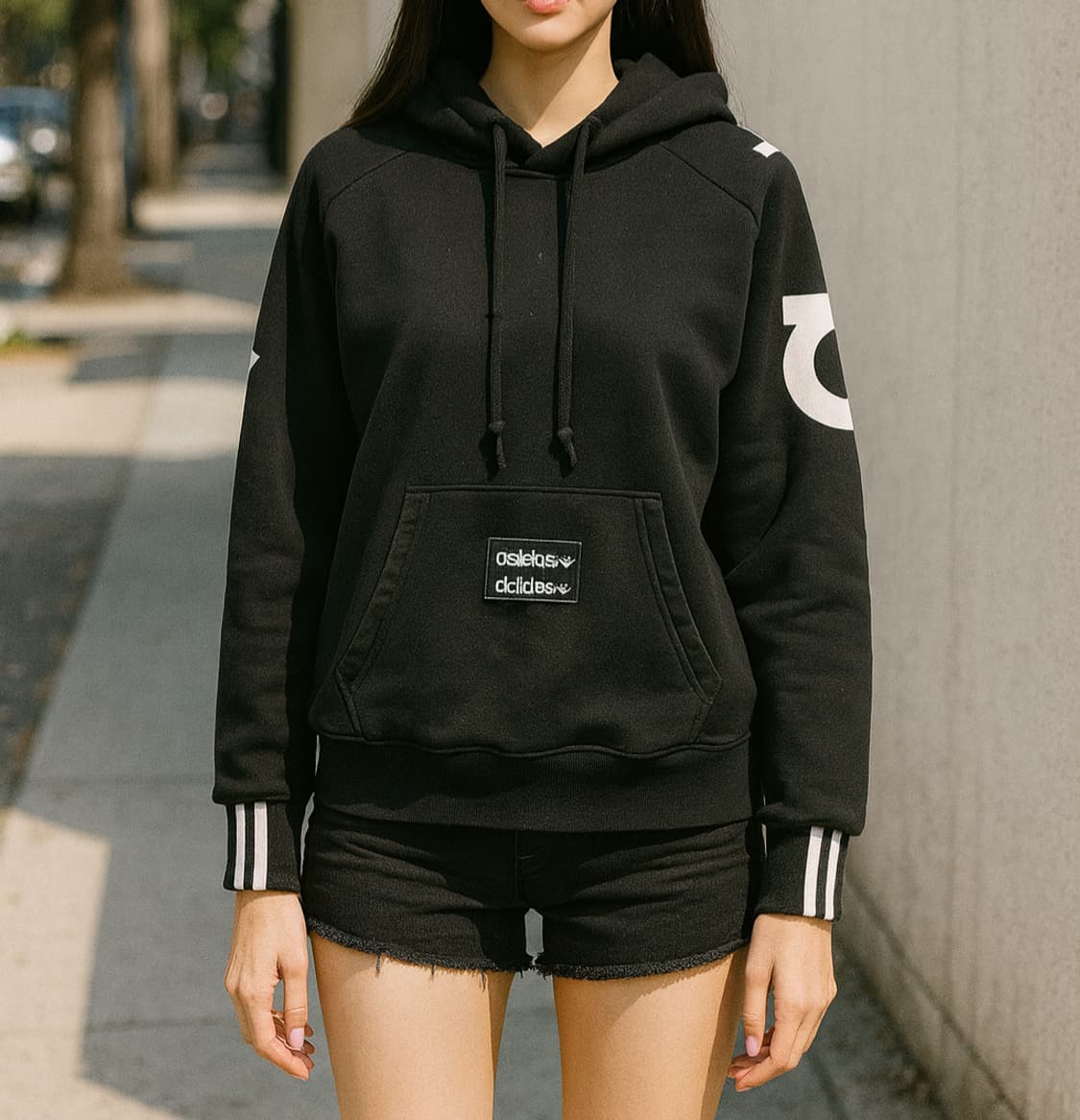 아디다스 블랙 기모 후드티 트레포일 로고_M 상품이미지1