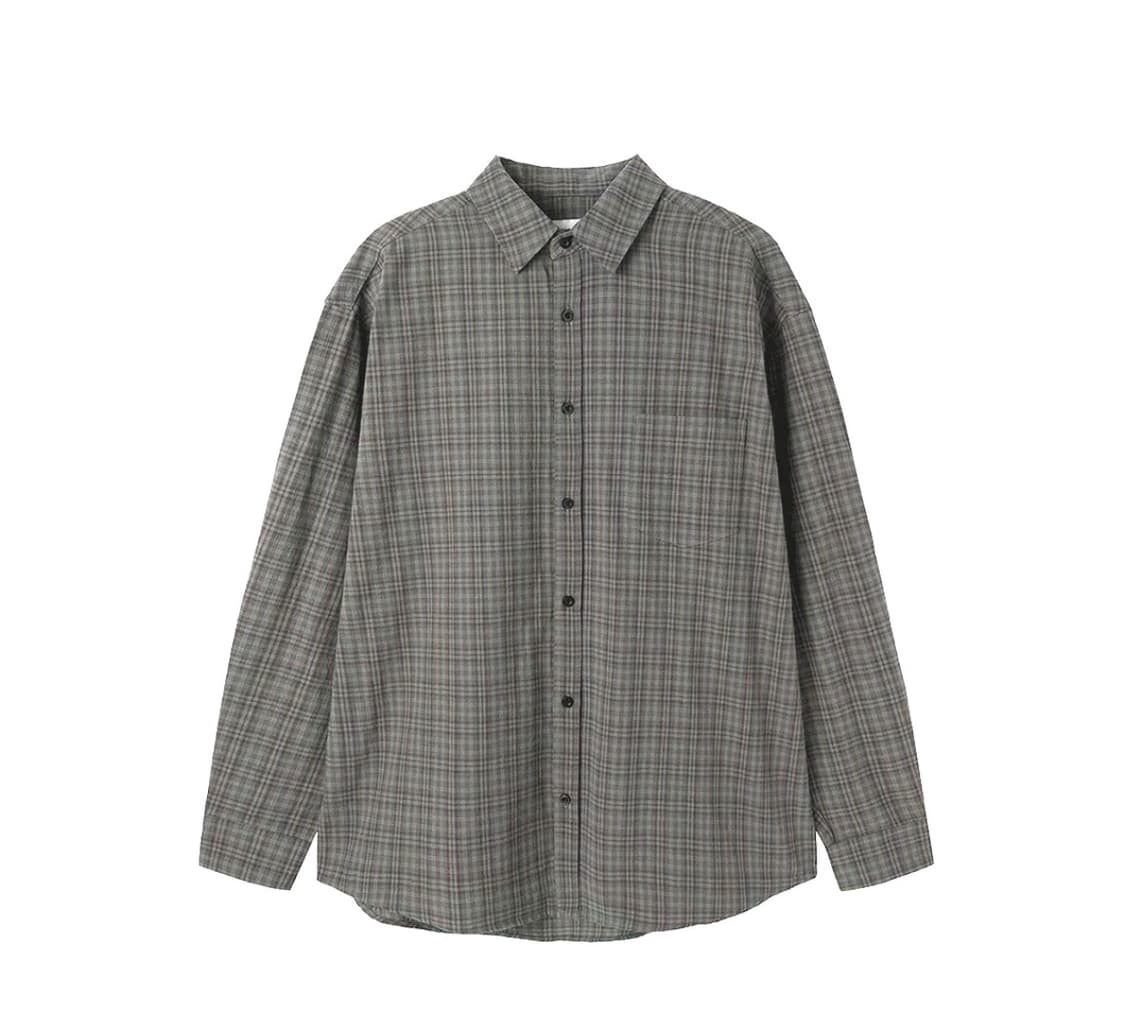 [L] OY 오와이 니트 체크 셔츠 차콜 상품이미지1