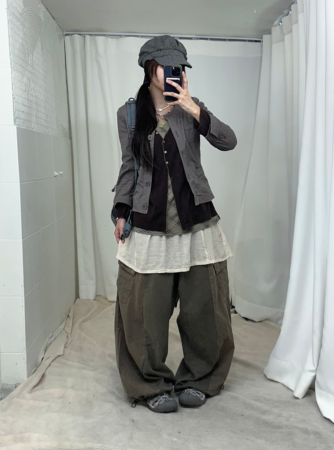 빈티지 카키 브라운 너드 니혼진 러힙 코디세트 상품이미지1