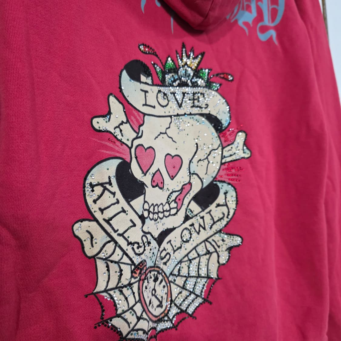 에드하디 y2k 빈티지 펑크 핑크 후드집업 S 상품이미지3