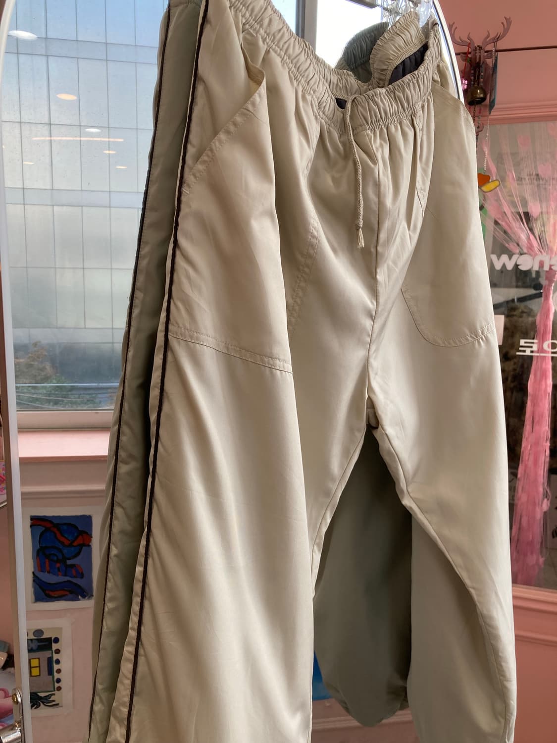 빈티지 아이보리 스포츠 조거 스트링 팬츠 상품이미지2