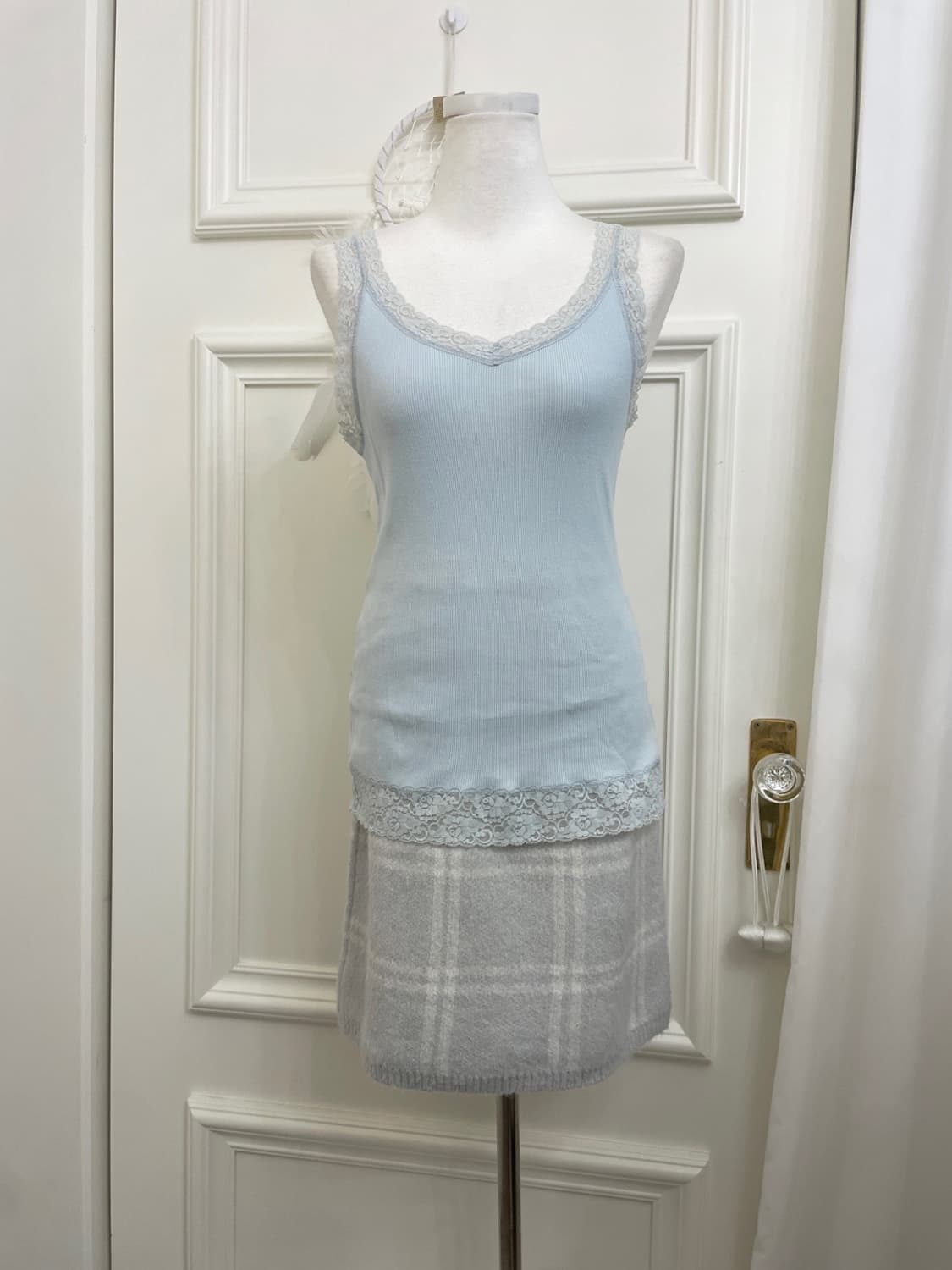 navy-sky blue argyle basic wool cardigan 상품이미지6