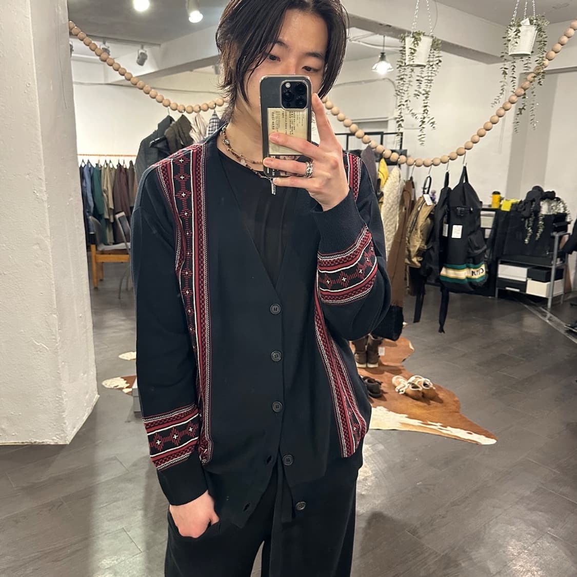 요지야마모토 패턴 디테일 가디건 상품이미지4