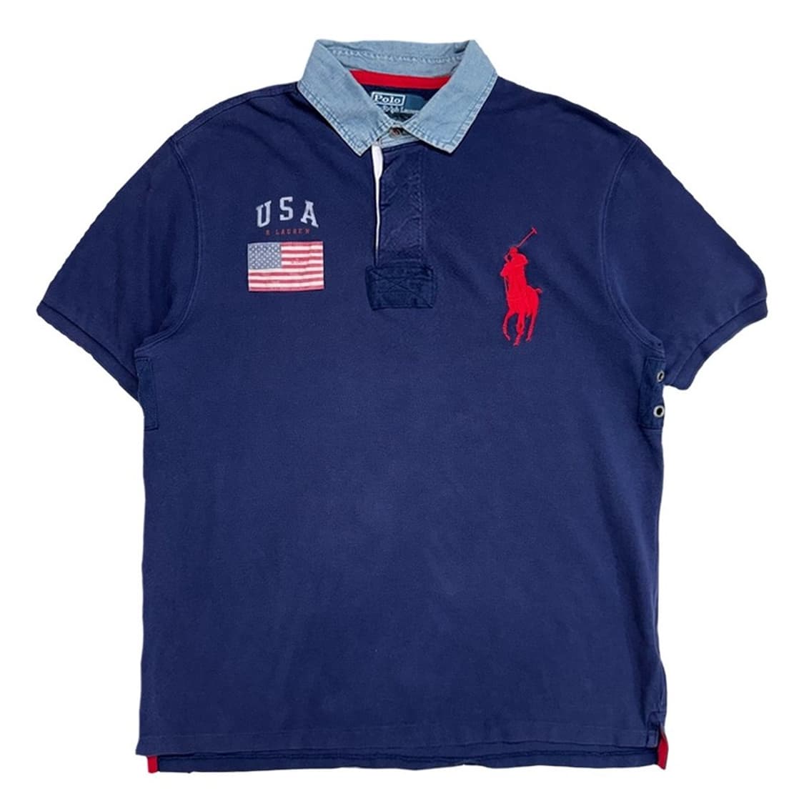 RALPH LAUREN 빅포니 USA 럭비 반팔 셔츠 네이비 상품이미지1