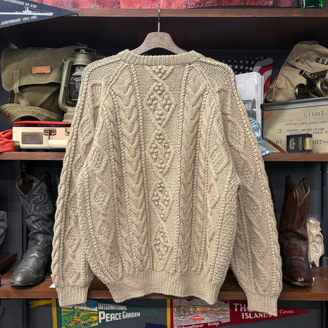빈티지 케이블 보블 스티치 아란 울 스웨터 상품이미지2