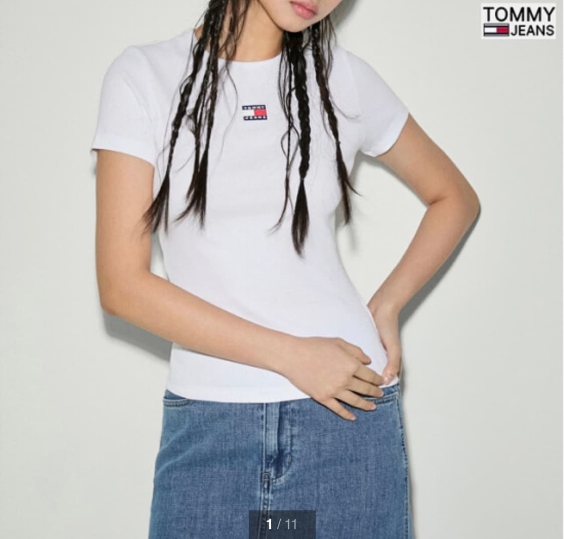 타미진 여성 슬림핏 골지 반팔티 상품이미지2